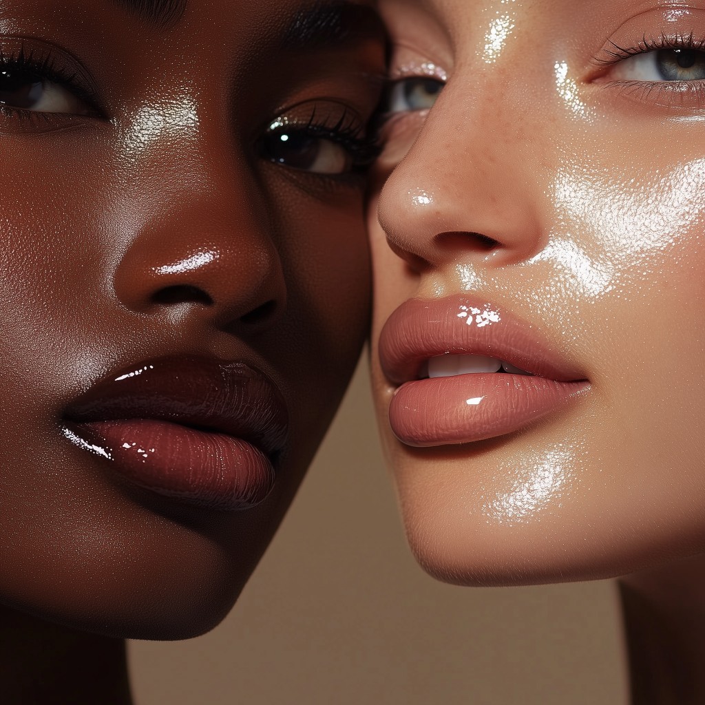 Two models with radiant, glowing skin